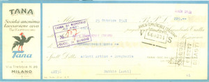 Documento originale, autentico 1941 MILANO SocietÃ  Anonima Lavorazione Cera TANA Cambiale pubblicitaria 1