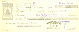 Documento originale, autentico 1941 NOVARA Banca Popolare Cooperativa Anonima Cambiale intestata 1
