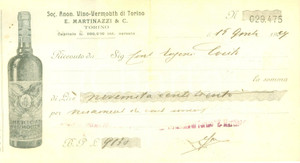 Documento originale, autentico 1927 TORINO Soc. Anonima MARTINAZZI Vino American Vermouth Ricevuta ILLUSTRATA 1