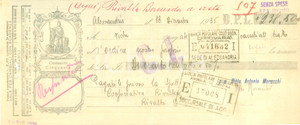 Documento originale, autentico 1935 ALESSANDRIA Banca Popolare Lombarda Cambiale pubblicitaria 1