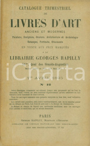 Giornale, rivista storica 1895 PARIS Bulletin mensuel de livres d art en vente chez RAPILLY Catalogo 12 1