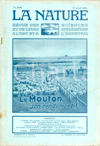 Giornale, rivista storica 1920 LA NATURE Le mouton son rendement Revue ILLUSTREE SCIENCE n° 2399 1