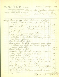 Documento originale, autentico 1927 MILANO Imbiancatori decoratori Ditta SECCHI & LAZZÃˆ Fattura 1