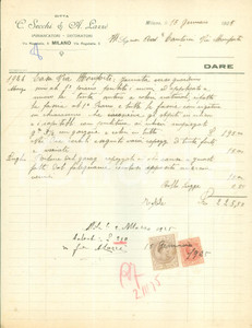Documento originale, autentico 1925 MILANO Imbiancatori decoratori Ditta SECCHI & LAZZÃˆ Fattura 1