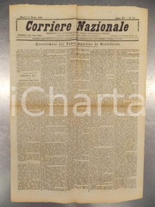 Giornale, rivista storica 1888 CORRIERE NAZIONALE Padre Agostino da MONTEFELTRO predica su divinità CRISTO 1