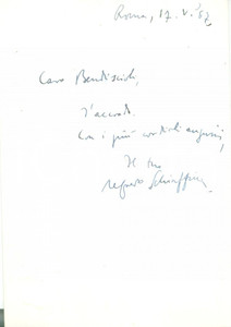 Autografo originale 1967 ROMA Filologo salAlfredo SCHIAFFINI Cartolina postale autografa 1