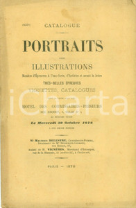 Libro, pubblicazione d epoca 1878 PARIS Catalogue Portraits pour illustrations vignettes catalogues 1