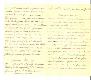 Manoscritto, lettera originale 1916 WW1 MARSEILLE F Jeanne BRENZA preoccupata per il marito malato Lettera 1