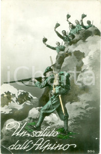 Cartolina originale da collezione 1940 PROPAGANDA DI GUERRA WW2 Saluti dall Alpino Cartolina postale FP VG 1