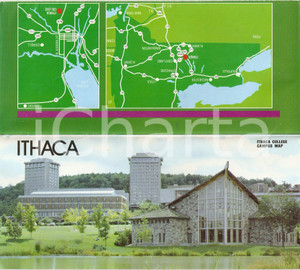 Materiale pubblicitario d’epoca 1980 ca ITHACA  NEW YORK USA Ithaca College Campus map Pieghevole 1