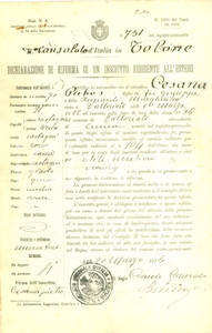 Documento originale, autentico 1915 TOLONE Muratore Pietro CESANA di VALLORIATE inabile al servizio militare 1