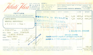 Documento originale, autentico 1947 MILANO Filati FLEA pura lana misti lana Fattura DANNEGGIATA 1