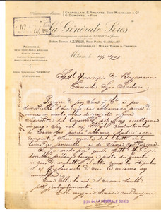 Documento originale, autentico 1909 MILANO GENERALE SOIES dÃ  lavoro a orfane TERREMOTO DI MESSINA minorenni 1