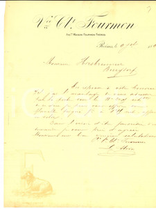 Documento originale, autentico 1891 REIMS F Veuve FOURMON Lettera commerciale Carta intestata 1
