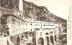 Cartolina originale da collezione 1930 ca SUBIACO  SACRO SPECO Monastero di San Benedetto Cartolina FP NV 1