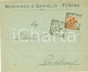 Materiale pubblicitario d’epoca 1898 TORINO Ditta MORIONDO & GARIGLIO Busta intestata priva di contenuto 1
