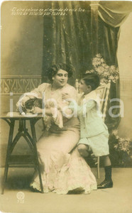 Cartolina originale da collezione 1910 ca SPAGNA Quadretto familiare con gatto Cartolina FP NV 1