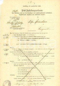 Documento originale, autentico 1885 TETTNANG DE Atto di citazione per Rufus SPINNHIRN Documento VG 1