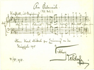 Autografo originale 1915 WIEN WW1 Compositore Viktor KELDORFER a Karl MIKSCH Dedica AUTOGRAFA 1