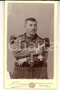 Fotografia d epoca originale 1915 ca BELFORT FRANCE Ufficiale 35Â° reggimento fanteria DROUIN DANNEGGIATA 1