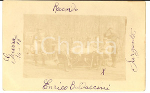 Fotografia d epoca originale 1915 WW1 FRANCIA Sergente Enrico BALDACCINI  al tavolo con i commilitoni Foto 1