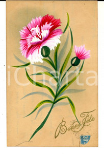 Cartolina originale da collezione 1926 FRANCIA Cartolina BONNE FETE con fiori rosa DIPINTA A MANO FP 1