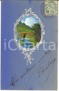 Cartolina originale da collezione 1906 PARIS Chris AMAS Specchio con veduta di un ponte Cartolina DIPINTA A MANO 1