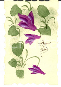 Cartolina originale da collezione 1924 FRANCIA Cartolina BONNE FETE con motivo floreale viola DIPINTA A MANO 1
