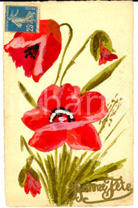 Cartolina originale da collezione 1924 HONFLEUR Cartolina augurale compleanno a Robert VIDELOUP DIPINTA A MANO 1