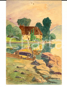 Cartolina originale da collezione 1920 ca Lago di ANNECY F Manoir LEVET Cartolina postale DIPINTA A MANO 1