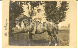 Fotografia d epoca originale 1915 ca WW1 FRANCIA Ufficiale Marius ALLEGRE a cavallo Fotografia FP 1