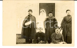 Fotografia d epoca originale 1915 ca WW1 FRANCIA Ospedale militare  Feriti e mutilati con infermiera Foto 1