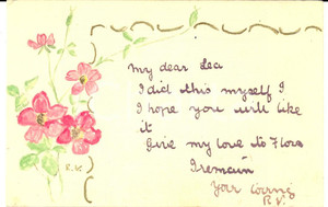 Cartolina originale da collezione 1904 LONDON UK Postcard with flowers HANDMADE VINTAGE 1