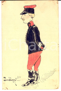 Cartolina originale da collezione 1920 ca FRANCIA Un pensieroso sergente Bozzetto DIPINTO A MANO Doublard!! 1
