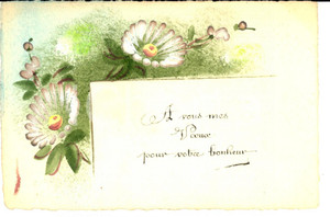 Cartolina originale da collezione 1920 ca FRANCIA Mes voeux pour votre bonheur Cartolina DIPINTA A MANO 1