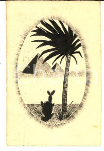 Cartolina originale da collezione 1935 PARIS Cactus tra le piramidi Cartolina disegnata A CHINA FP VG 1