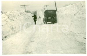 Fotografia d epoca originale 1917 CHIPPEWA PENNSYLVANIA USA Spalatori liberano la strada dalla neve FOTO 1