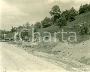 Fotografia d epoca originale 1930 GREENE COUNTY PENNSYLVANIA Gru Universal Crane al lavoro nuova autostrada 1