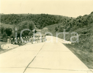Fotografia d epoca originale 1933 GREENE COUNTY, PENNSYLVANIA USA Barricate contro le frane sull autostrada 1