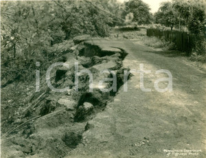 Fotografia d epoca originale 1933 GREEN COUNTY, PENNSYLVANIA USA Blocchi di strada crollati per frana FOTO 1