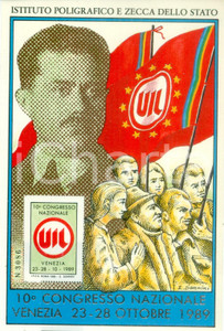 Materiale pubblicitario d’epoca 1989 VENEZIA 10Â° Congresso Nazionale UIL Francobollo celebrativo in volantino 1