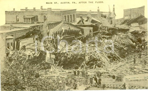 Fotografia d epoca originale 1911 AUSTIN, PENNSYLVANIA USA Main Street distrutta dall inondazione Foto 1