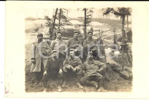 Fotografia d epoca originale 1915 ca WW1 FRANCIA Soldati di un reggimento di fanteria nella neve Foto 1