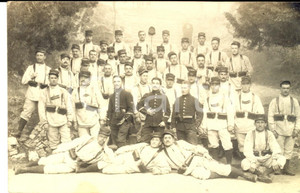 Fotografia d epoca originale 1915 ca WW1 FRANCIA Soldati di fanteria in tenuta di marcia Foto MILITARE 1