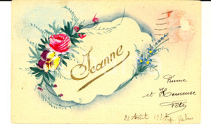 Cartolina originale da collezione 1927 FRANCIA Cartolina BONNE FETE con fiori DIPINTA A MANO A. GABIN 1