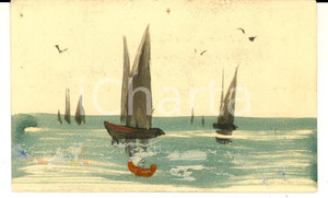 Cartolina originale da collezione 1910 ca FRANCIA Biglietto per asta pittore RenÃ© GOURDON DIPINTO A MANO 1