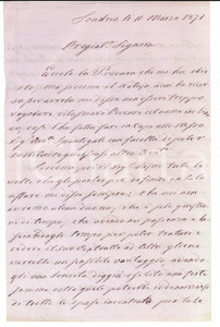 Manoscritto, lettera originale 1871 SONDRIO Ing. Tomaso MAGGI sulla cessione della societÃ  per canale VILLORESI 1