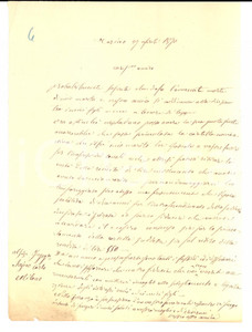 Manoscritto, lettera originale 1870 TORINO Liquidazione vedova Teresa BERNAGO GALIMBERTI su impresa VILLORESI 1
