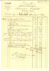 Documento originale, autentico 1870 TORINO Parcella dell avv. Innocenzo RICHETTI procuratore capo Manoscritta 1