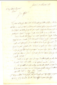 Manoscritto, lettera originale 1854 GENOVA Carlo GALIMBERTI e la morte della figlia minore per colera 1